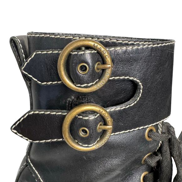 Marc Jacobs Black Chunky Heel Leather Boots Size 37.5 (US 7.5) - Picture 6 of 9